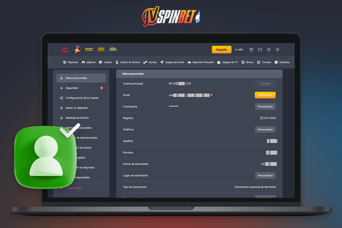 Después de registrarte en Jvspin, pasa por el proceso de verificación